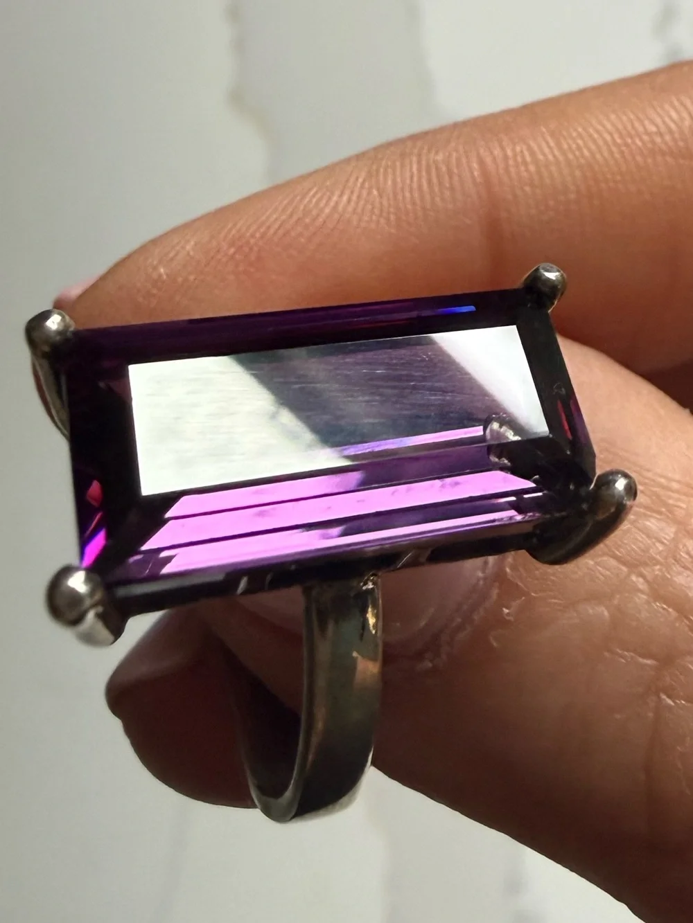 Turkish amethyst silver ring size 8  Personal Travel collection